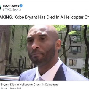 【重大突发】篮球巨星科比.布莱恩特意外坠机去世