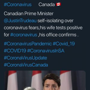 【简讯】总理特鲁多的妻子索菲Covid-19测试结果确实是阳性